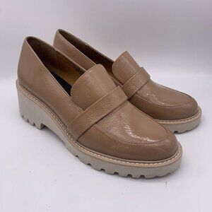Dolce Vita Shoes Womens 11 M Henri Platform Loafers Tan Faux Patent Leather Shoe